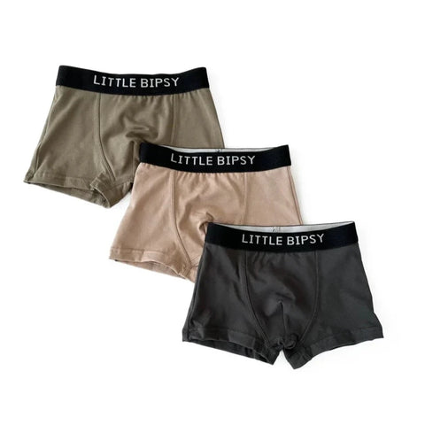 Little Bipsy Boxer Brief 3 Pack - Charcoal/Taupe/Dark Moss