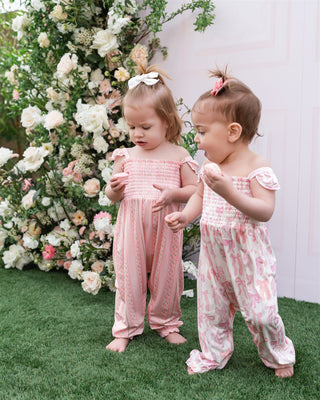 In My Jammers Spring Floral Bows Smocked Bubble Jumpsuit