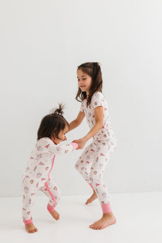 In My Jammers Pink Baseball Zipper Romper