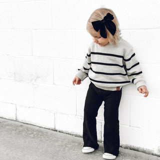 Little Bipsy Ribbed Flare Pants - Black