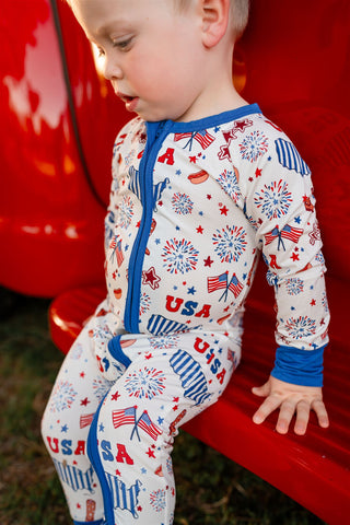 In My Jammers USA Zipper Romper