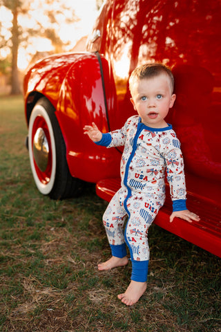 In My Jammers USA Zipper Romper