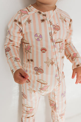 In My Jammers, In My Jammers Beach Day Zipper Romper - Basically Bows & Bowties