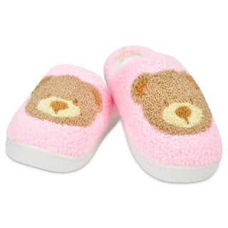 Iscream Beary Cute Slippers
Pair of pink slippers with bear face design on a white background