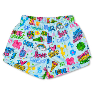 Iscream Corey Paige Cheer Shorts
Colorful shorts with 'I Love Cheer' and related graphics on a white background