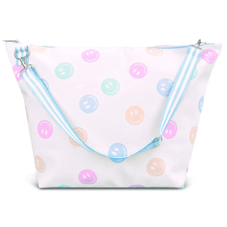 Iscream Made You Smile Weekender Bag
White tote bag with colorful polka dot pattern on a white background