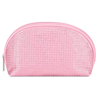 Iscream Pink Rhinestone Oval Cosmetic Bag 
Pink beaded pouch on a white background