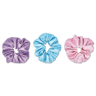 Iscream Rhinestone Scrunchie Set
Three textured scrunchies in purple, blue, and pink on a white background