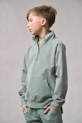 Little Bipsy Quarter Zip Pullover - Basil Wash