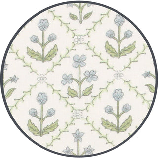 Lou Lou and Company Etta
Floral patterned rug with blue flowers and green leaves on a white background