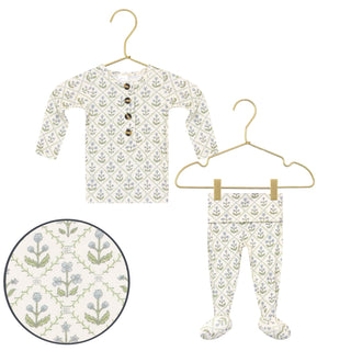 Lou Lou and Company Top and Bottoms - Etta
Baby outfit with floral pattern on a hanger against a white background