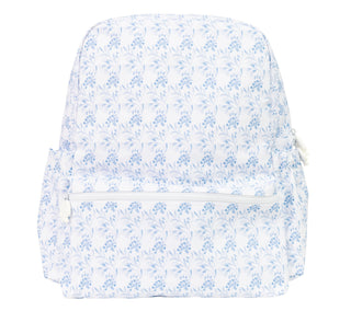 Large Apple of My Isla The Backpack - Navy Floral Floral-patterned backpack on a white background