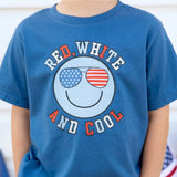 Sweet Wink Red White & Cool Patriotic Smiley S/S Tee - Indigo