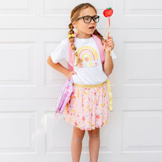 Sweet Wink Pencil Rainbow Second Grade S/S White Tee, Sweet Wink, 1st Day of 2nd Grade, 1st Day of School, 1st Day of Second Grade, 2nd Grade, Back to School, cf-size-7-8y, cf-size-9-10y, cf-