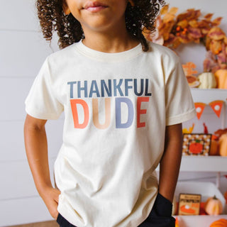 Sweet Wink Thankful Dude Thanksgiving S/S Shirt - Natural, Sweet Wink, cf-size-12-18-months, cf-size-2t, cf-size-3t, cf-size-4t, cf-size-5-6y, cf-size-7-8y, cf-type-tee, cf-vendor-sweet-wink,