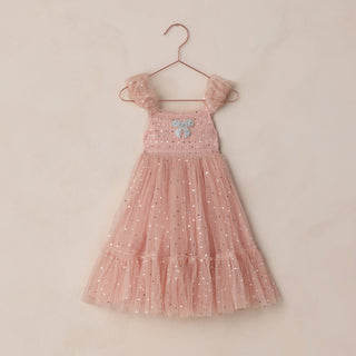 Noralee Clara Dress - RosePink dress with star patterns on a beige background
