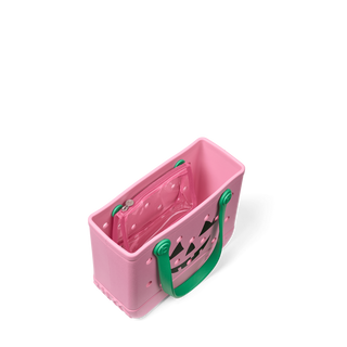 Bitty Bogg® Bag - Pink Bogg O Lantern
Pink tote bag with green handles on a white background