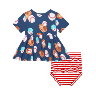 Posh Peanut Homer Short Sleeve Henley Peplum Top & Bloomer Set