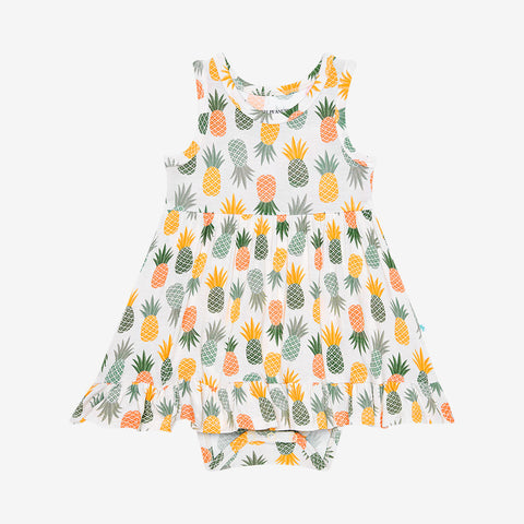 Posh Peanut McGuire Racerback Twirl Bodysuit Dress, Posh Peanut, cf-size-18-24-months, cf-type-dress, cf-vendor-posh-peanut, McGuire, Pineapple, Posh Peanut, Posh Peanut Racerback Twirl Bodys
