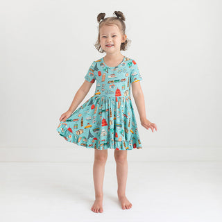 Posh Peanut Around the World Short Sleeve Ruffled Twirl Dress, Posh Peanut, Around the World, Posh Peanut, Posh Peanut Short Sleeve Ruffled Twirl Dress, Posh Peanut Twirl Dress, PP Fall 2023,