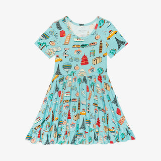 Posh Peanut Around the World Short Sleeve Ruffled Twirl Dress, Posh Peanut, Around the World, Posh Peanut, Posh Peanut Short Sleeve Ruffled Twirl Dress, Posh Peanut Twirl Dress, PP Fall 2023,
