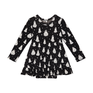 Posh Peanut Ghostly L/S Ruffled Bodysuit Dress