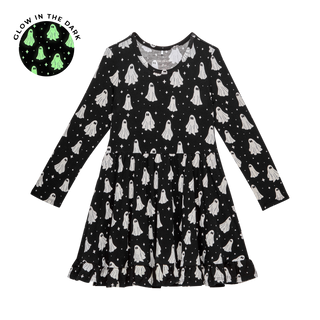 Posh Peanut Ghostly Long Sleeve Ruffled Twirl Dress