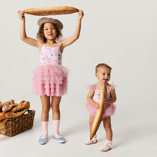 Posh Peanut Posh Paris Tulle Smocked Bodysuit Dress