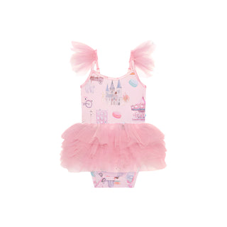 Posh Peanut Posh Paris Tulle Smocked Bodysuit Dress