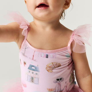 Posh Peanut Posh Paris Tulle Smocked Bodysuit Dress