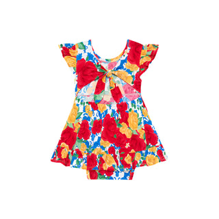 Posh Peanut Valentina Tie Back Ruffled Bodysuit Dress