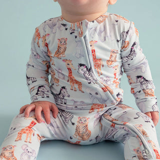 Posh Peanut Zoo Babies Footie Zippered One Piece