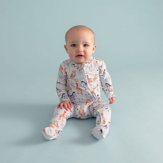 Posh Peanut Zoo Babies Footie Zippered One Piece