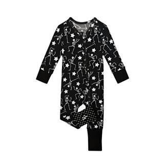 Posh Peanut Funny Bones Glow in the Dark Convertible One Piece
Black baby onesie with star pattern on a white background