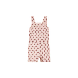 Play by Rylee & Cru Malibu Bodysuit - Blush Fleur Pink floral overalls on a white background