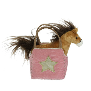 Mon Ami Truffles Horse & Purse SetPlush horse toy inside a pink bag with a star on a white background