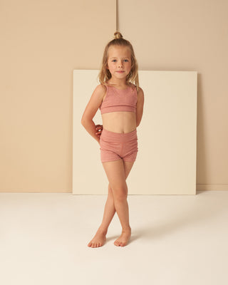 Play by Rylee & Cru Longline Sports Bra - Heathered Lipstick