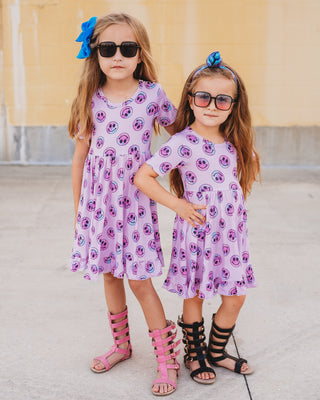 Dream Big Little Co Pink Tie Dye Smiley Dream Ruffle Dress, Dream Big Little Co, DBLC, Dream Big Little Co, Dream Big Little Co Dream Ruffle Dress, Dress, Dresses, Pink Tie Dye Smiley, Smile,