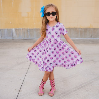 Dream Big Little Co Pink Tie Dye Smiley Dream Ruffle Dress, Dream Big Little Co, DBLC, Dream Big Little Co, Dream Big Little Co Dream Ruffle Dress, Dress, Dresses, Pink Tie Dye Smiley, Smile,