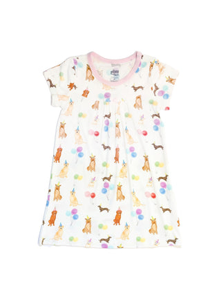 The Uptown Baby Bamboo Short Sleeve Dress Set - Pink Party Dogs