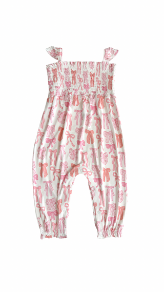 In My Jammers Spring Floral Bows Smocked Bubble Jumpsuit