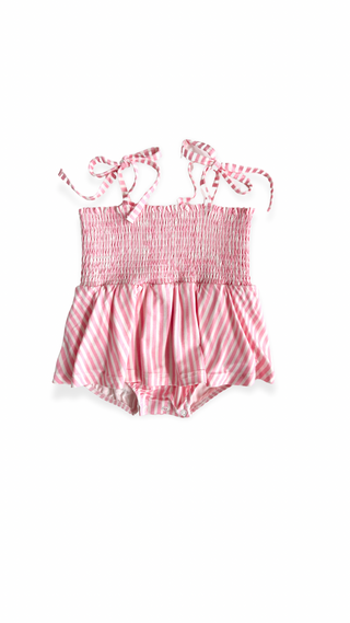 In My Jammers Pink Stripe Smocked Bubble Romper