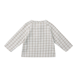 Quincy Mae Zion Shirt - Blue Plaid
Back view of a checkered shirt on a white background