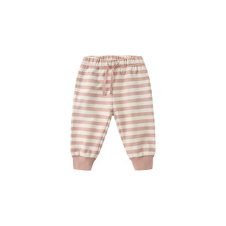 Quincy Mae Relaxed Sweatshirt & Relaxed Sweatpant Set - Pink Stripe
Pink and white striped baby pants on a white background