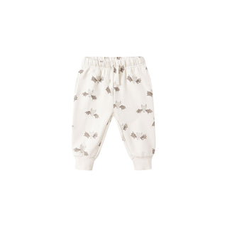 Quincy Mae Relaxed Fleece Sweatshirt & Relaxed Sweatpant Set - Bats
White baby pants with small pattern on a white background