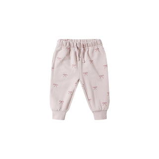 Quincy Mae Relaxed Fleece Sweatshirt & Relaxed Fleece Sweatpant Set - Bows
Pink baby pants with bow pattern on a white background