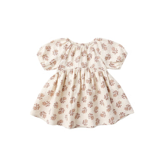 Quincy Mae Bella Dress - Daylily 
Floral dress with puff sleeves on a white background