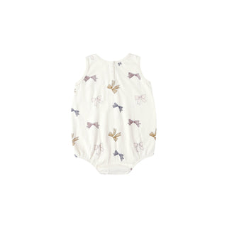Rylee & Cru Bubble Onesie - Bows Baby romper with bow pattern on a white background