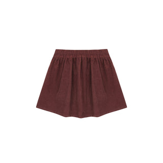 Rylee & Cru Button Front Mini Skirt - Burgundy Maroon skirt on a white background