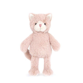 Mon Ami Plush Rattle - Callie the Kitty Pink plush cat toy on a white background